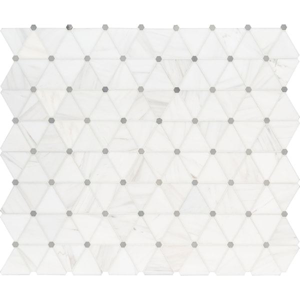 Ackland Calabria Frost Pinwheel 12 in. x 14 in. Polished Marble Mosaic Floor and Wall Tile, 10PK AKM-S-CAFR12X14PLP-CA - main